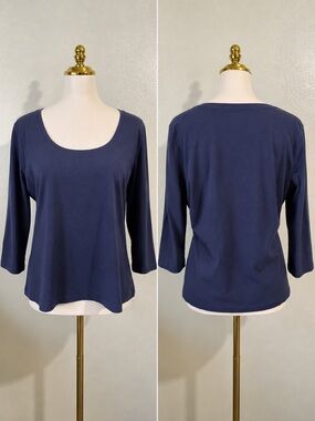 Boden Everyday Layering Navy Scoop Neck Cotton Modal Top Sz 10 Casual Basic Soft